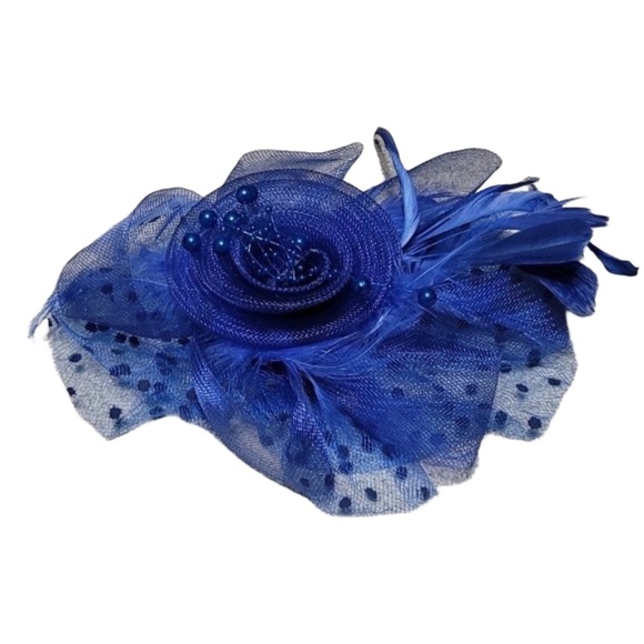 Womens Fascinator Hair Clip - Royal Bue - Picture 3 of 3